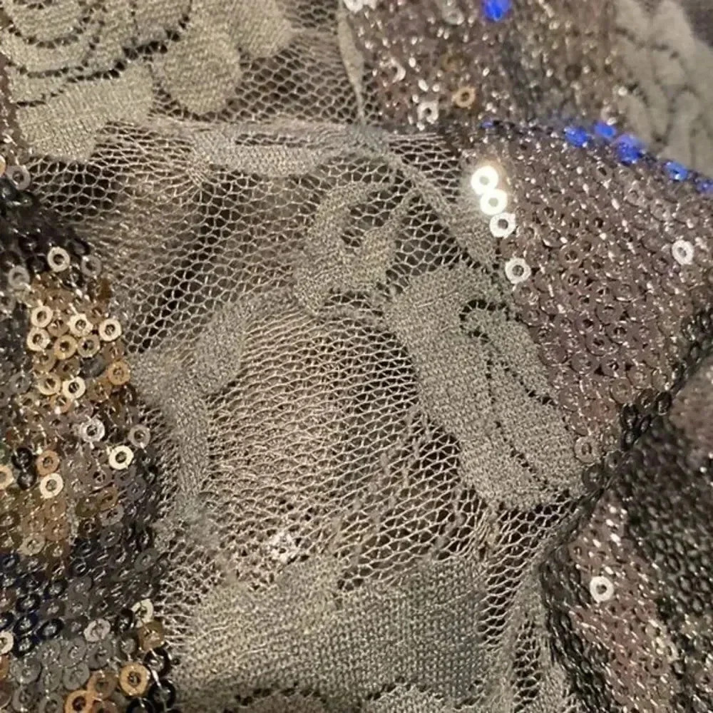 Vertigo Lace and Sequin Embellished Grey Top - Picture 9 of 11